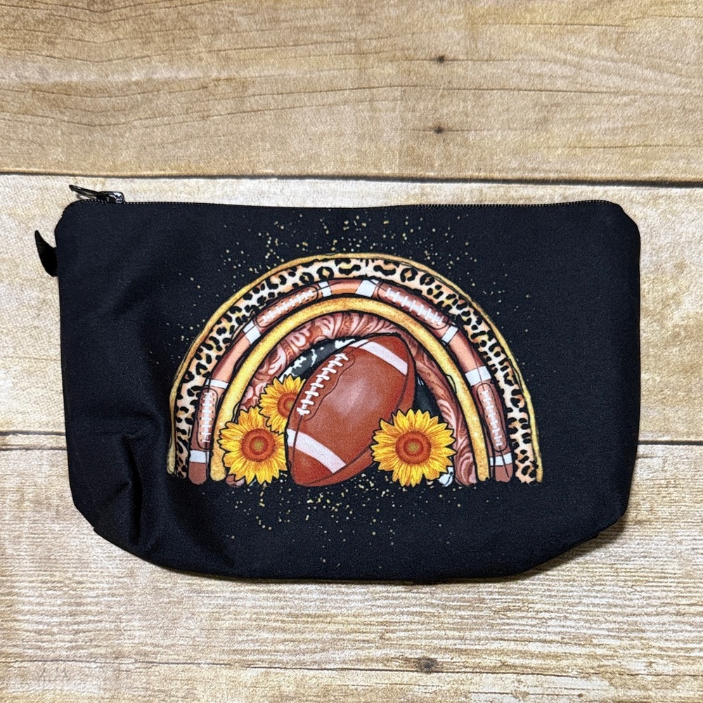Black Football and Sunflower Pouch